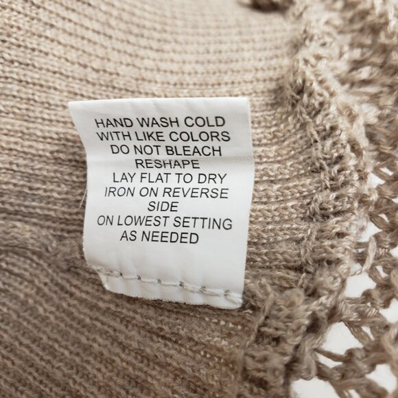 ELEMENTZ Sz PS Cardigan Sweater Tan Taupe Khaki Open Knit Weave Women Petite - Picture 10 of 16